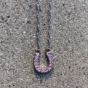 Pink horse shoe necklace. Montana Silversmith